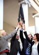  Business people reaching for the sky