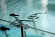 An exercise bicycle in a swimming pool