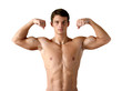 Muscular Man Flexing His Biceps