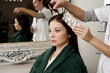 Young woman  having her hair  colored