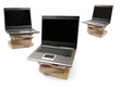 Laptop Computers on Piles of Books Laptop Computers on Piles of Books