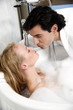 Couple enjoying bubble bath