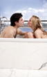 Couple enjoying bubble bath together
