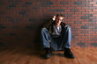 Photo: grunge man in headphones grunge man in headphones