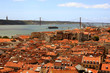 Bird view of central Lisbon and the 25th of April Bridge