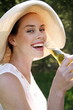 Woman drinking a beer