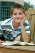 Boy reading   a book