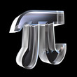 Pi greek symbol in glass (3D)