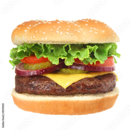 Photo: Cheeseburger isolated on white Cheeseburger isolated on white
