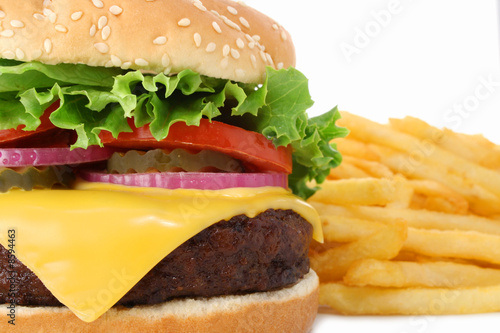 Photo: Cheeseburger and french fries Cheeseburger and french fries