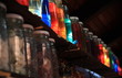 Rows of colorful jars