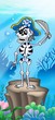 Pirate skeleton on sea bottom