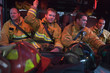 Firefighters travelling to an emergency
