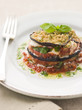 canvas print picture Aubergine Tower with Herb Oil