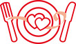 Essen Liebe Herz Hochzeit Messer Gabel Teller