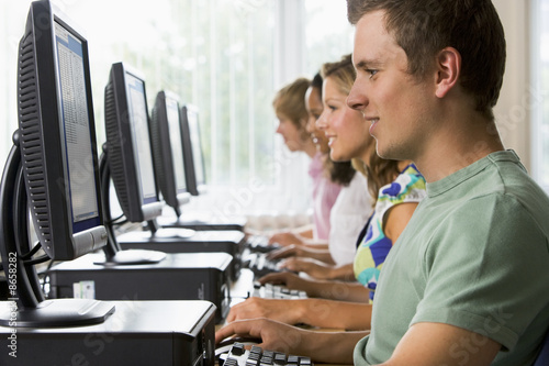 Photo: College students in a computer lab College students in a computer lab