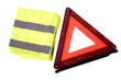 warning triangle and yellow waistcoat