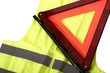 warning triangle and yellow waistcoat