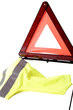 warning triangle and yellow waistcoat