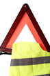 warning triangle and yellow waistcoat