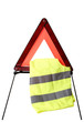 warning triangle and yellow waistcoat