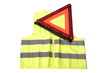 warning triangle and yellow waistcoat
