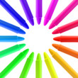 Colored crayons in circle arrangement. Colored crayons in circle arrangement.