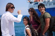 Group of friends in front of ferry