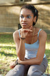 A beautiful attractive African girl  outdoors in sunshine