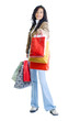 happy young lady holding shopping bags
