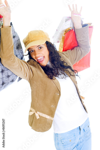 Foto: happy young lady holding shopping bags happy young lady holding shopping bags
