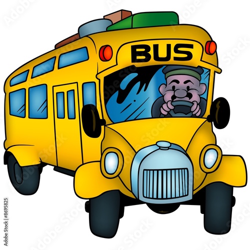school bus cartoon. School Bus - colored cartoon