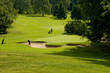 Golf course with golf hole and flag