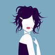 tête de jeune fille bleue