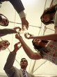 Group of people with champagne glasses toasting