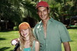 Father and daughter with baseball outfit