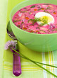 fresh beet root soup with summer vegetables and egg fresh beet root soup with summer vegetables and egg
