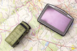GPS - global positioning system and car on map