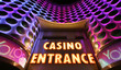 Casino entrance sign in lights at the Las Vegas Strip