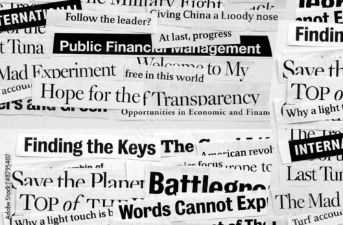 Photo: Close up of new paper headlines Close up of new paper headlines