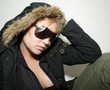 Photo: Beautiful girl in black fur coat Beautiful girl in black fur coat