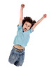 Adorable child jumping a over white background Adorable child jumping a over white background