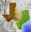Texas. Shaded relief map. Texas. Shaded relief map.