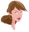 Illustration portrait femme châtain cheveu long
