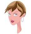Illustration portrait femme châtain cheveu court