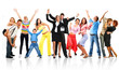 Happy funny people. Isolated over white background.