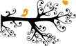 ornamental tree with swirly branches and birds