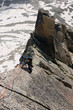 Girl in classic mountain climbing route