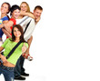 Happy funny people. Isolated over white background.