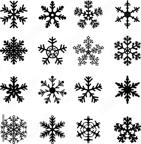 16 Black and White Snowflakes
